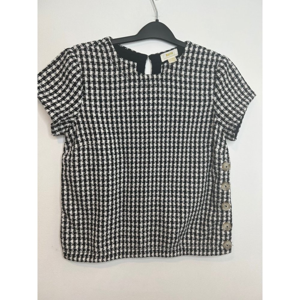 Anthropologie Maeve Black and white blouse with buttons size 6